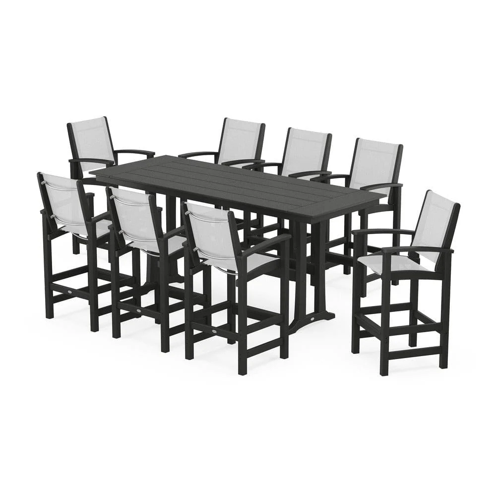 POLYWOOD® - Coastal 9-Piece Farmhouse Bar Set with Trestle Legs - PWS1915 - Image 84