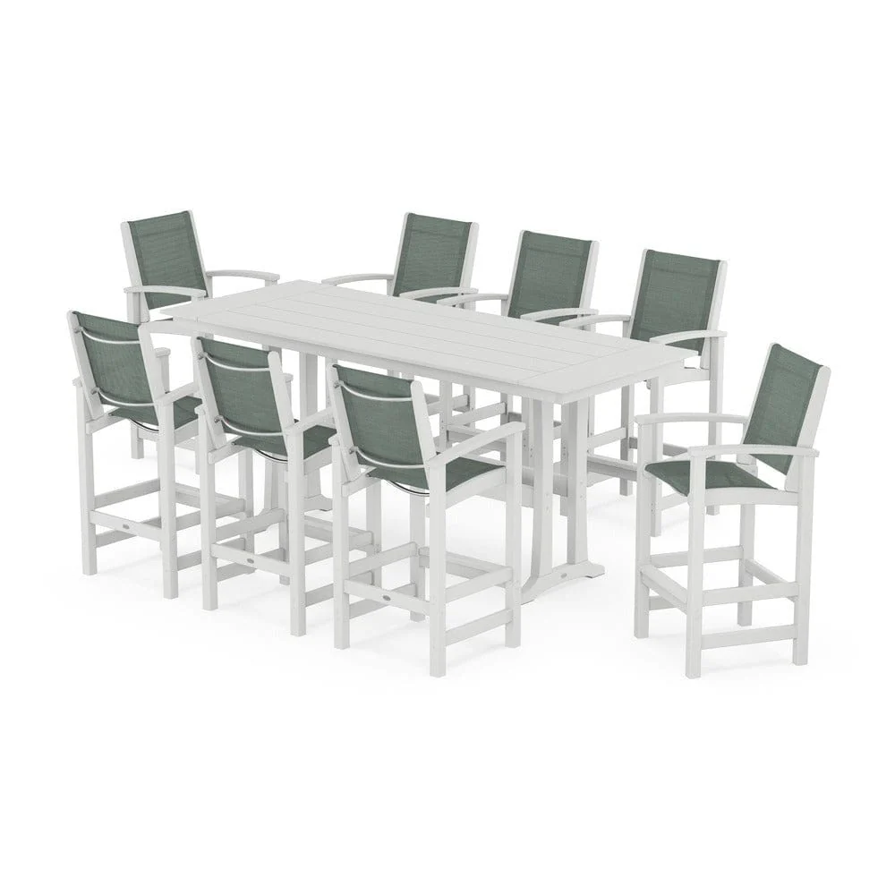 POLYWOOD® - Coastal 9-Piece Farmhouse Bar Set with Trestle Legs - PWS1915 - Image 86