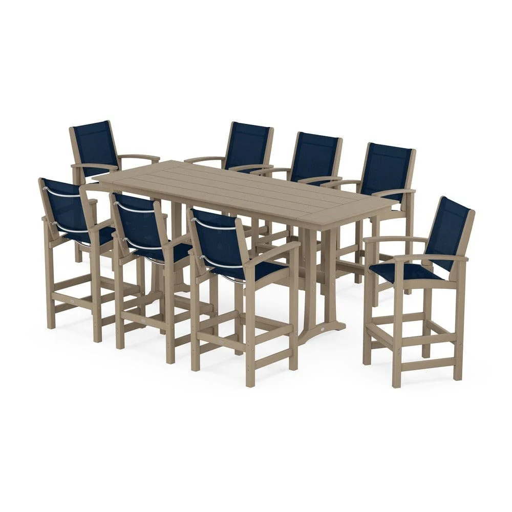 POLYWOOD® - Coastal 9-Piece Farmhouse Bar Set with Trestle Legs - PWS1915 - Image 87
