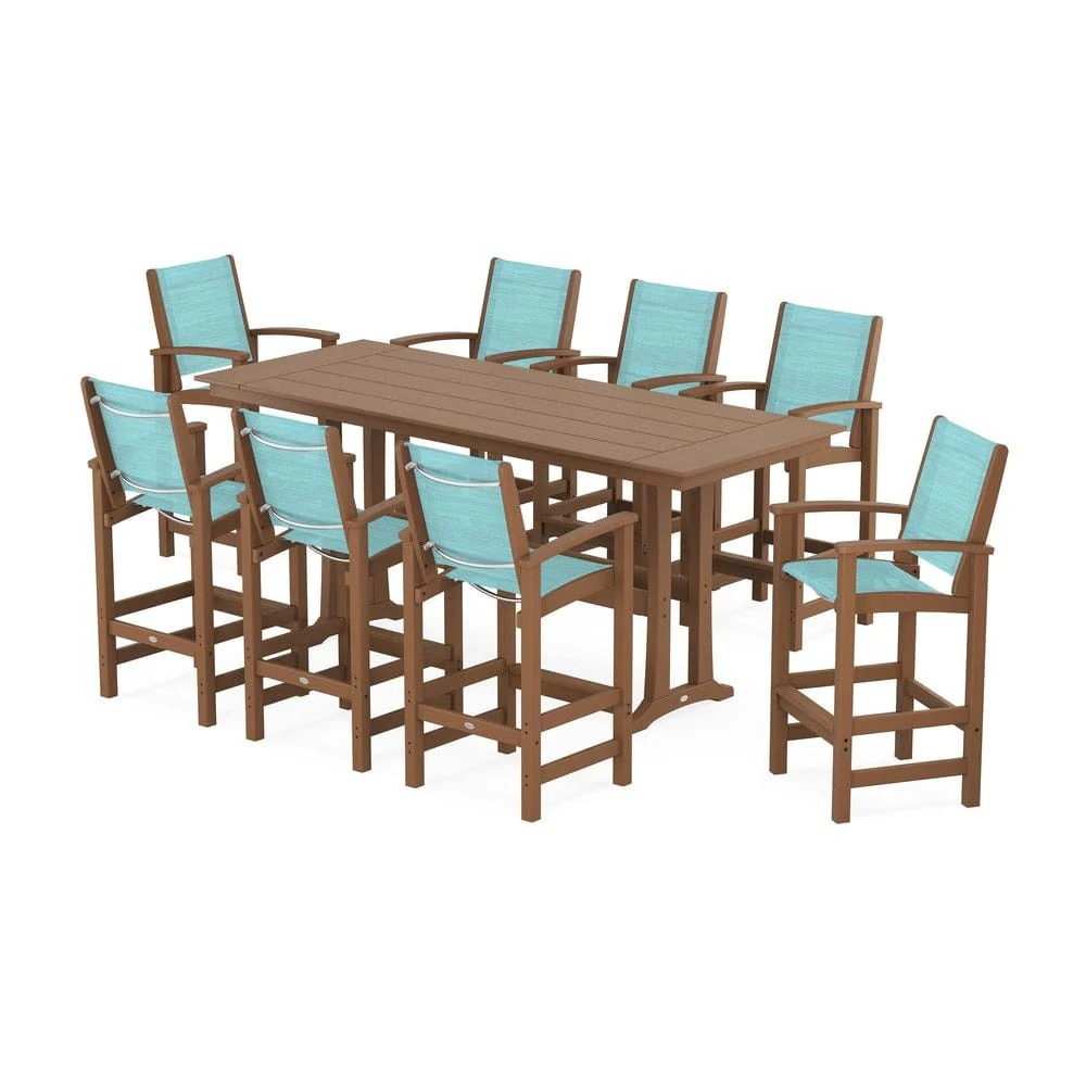 POLYWOOD® - Coastal 9-Piece Farmhouse Bar Set with Trestle Legs - PWS1915 - Image 88