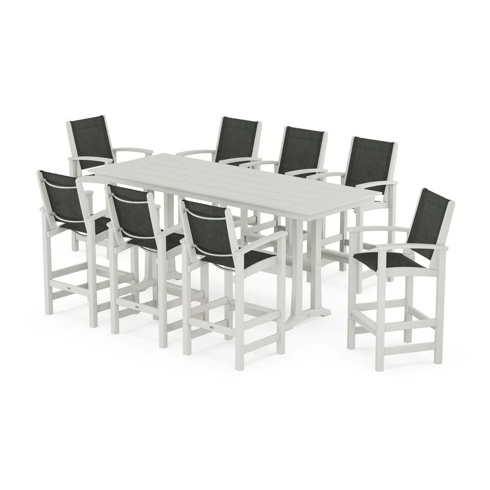 POLYWOOD® - Coastal 9-Piece Farmhouse Bar Set with Trestle Legs - PWS1915 - Image 89