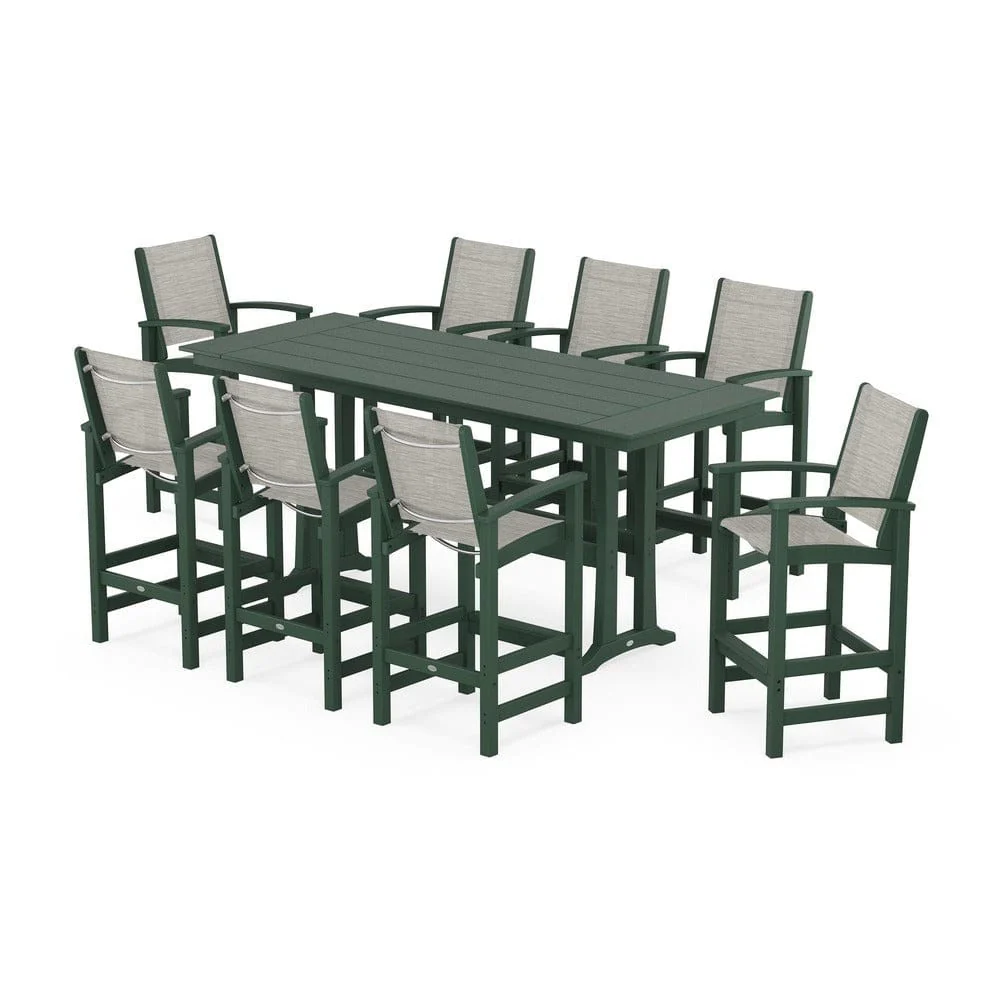 POLYWOOD® - Coastal 9-Piece Farmhouse Bar Set with Trestle Legs - PWS1915 - Image 92
