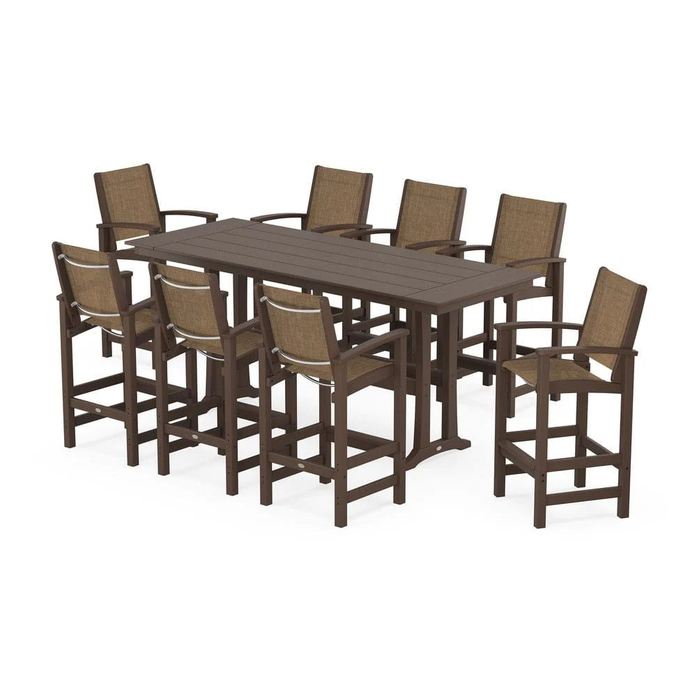 POLYWOOD® - Coastal 9-Piece Farmhouse Bar Set with Trestle Legs - PWS1915 - Image 93