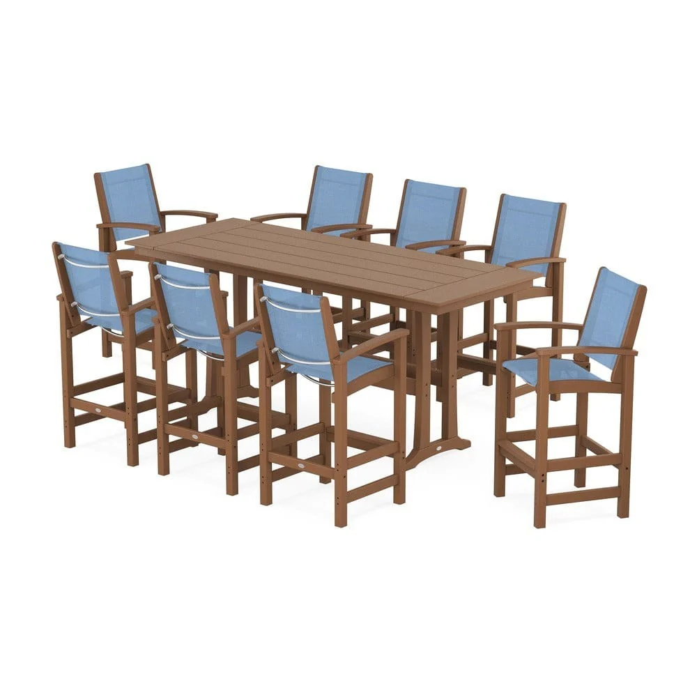 POLYWOOD® - Coastal 9-Piece Farmhouse Bar Set with Trestle Legs - PWS1915 - Image 94