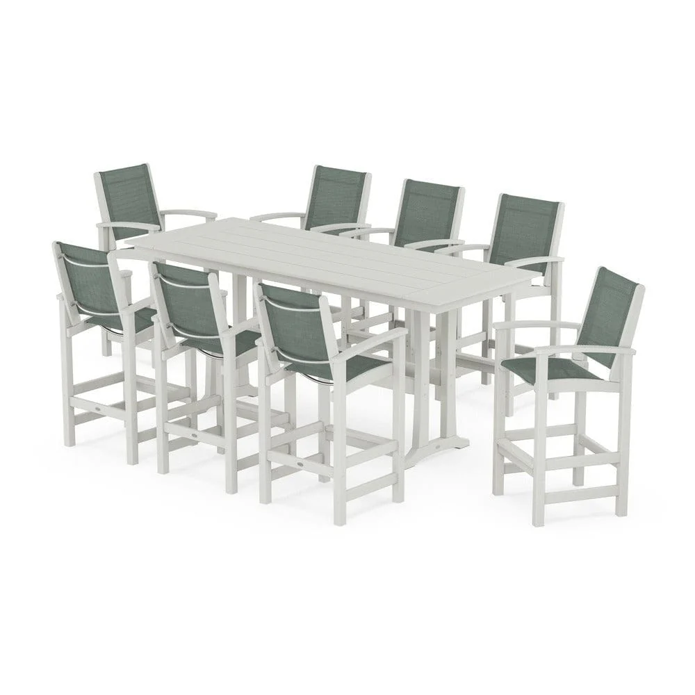 POLYWOOD® - Coastal 9-Piece Farmhouse Bar Set with Trestle Legs - PWS1915 - Image 95