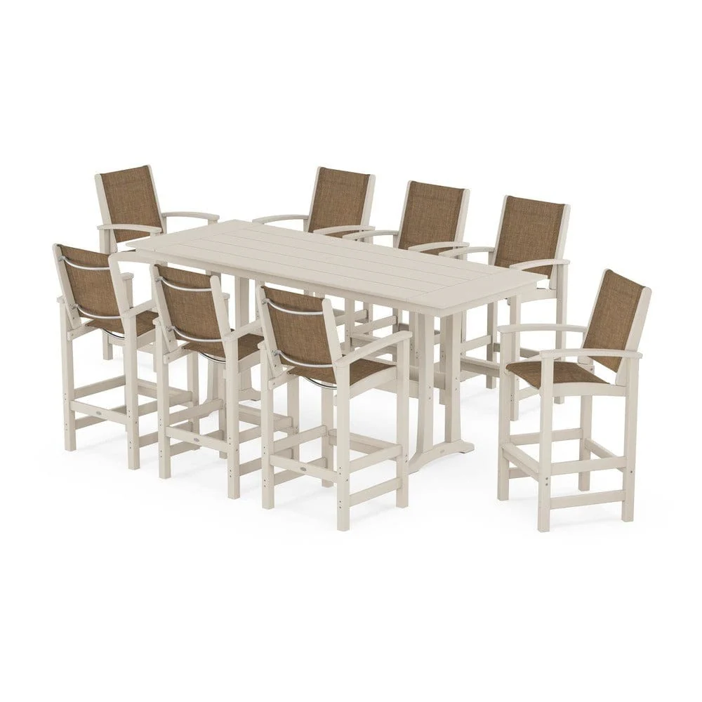 POLYWOOD® - Coastal 9-Piece Farmhouse Bar Set with Trestle Legs - PWS1915 - Image 97