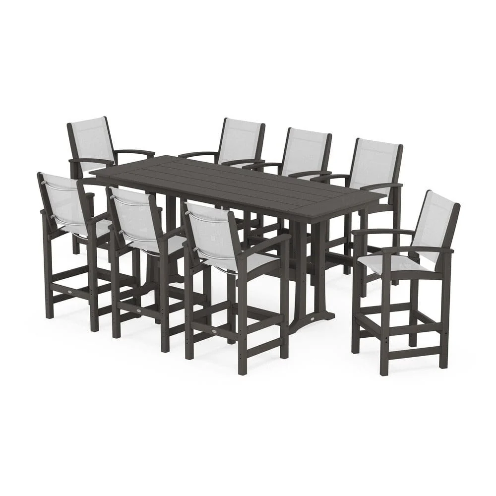 POLYWOOD® - Coastal 9-Piece Farmhouse Bar Set with Trestle Legs - PWS1915 - Image 98