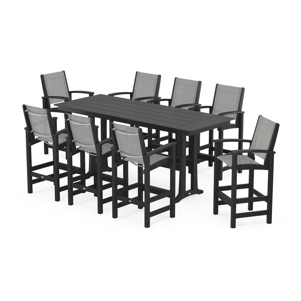 POLYWOOD® - Coastal 9-Piece Farmhouse Bar Set with Trestle Legs - PWS1915 - Image 99