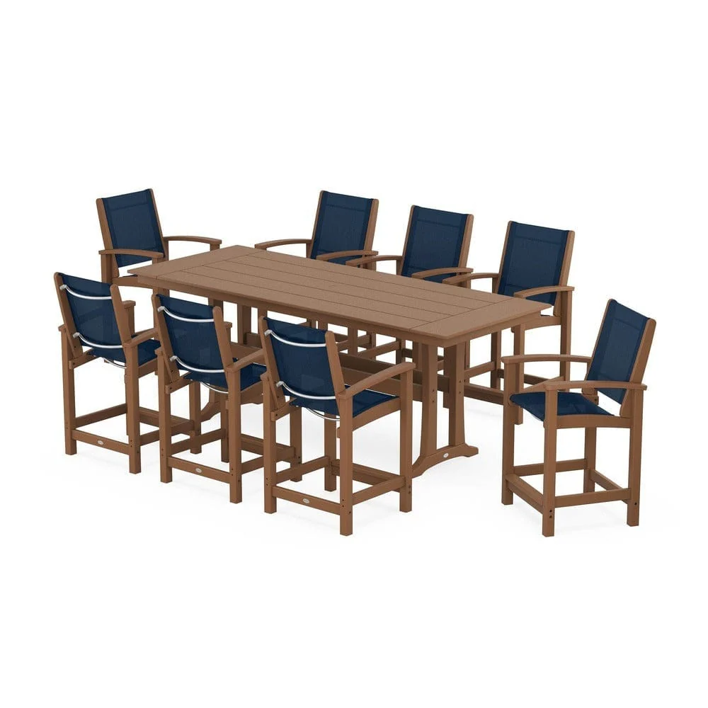 POLYWOOD® - Coastal 9-Piece Farmhouse Counter Set with Trestle Legs - PWS1898 - Image 10