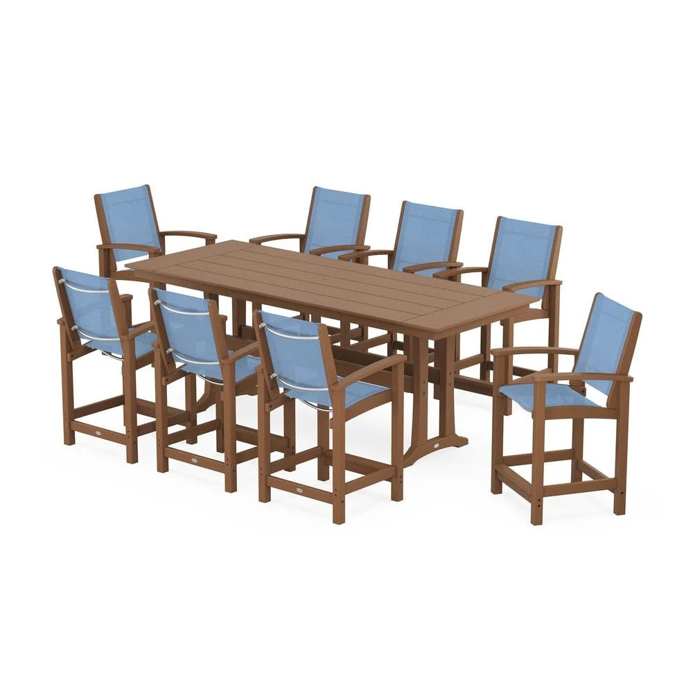 POLYWOOD® - Coastal 9-Piece Farmhouse Counter Set with Trestle Legs - PWS1898 - Image 105