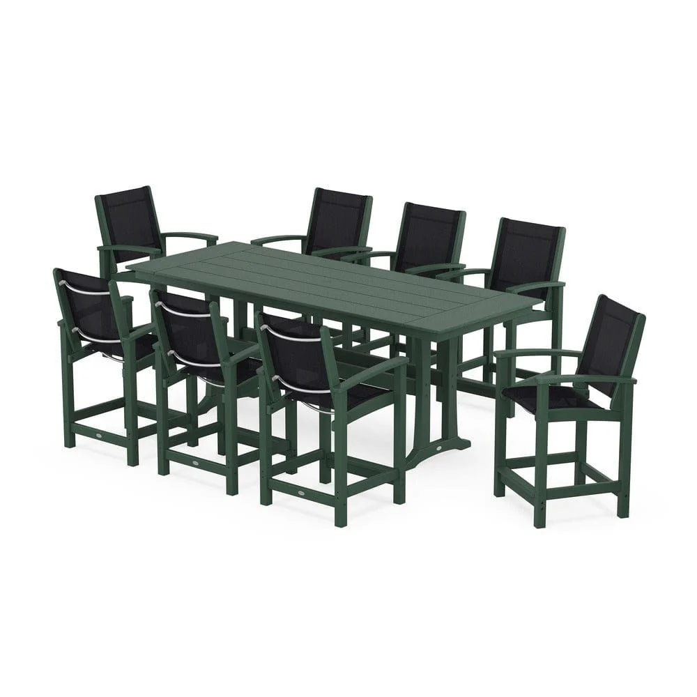 POLYWOOD® - Coastal 9-Piece Farmhouse Counter Set with Trestle Legs - PWS1898 - Image 108