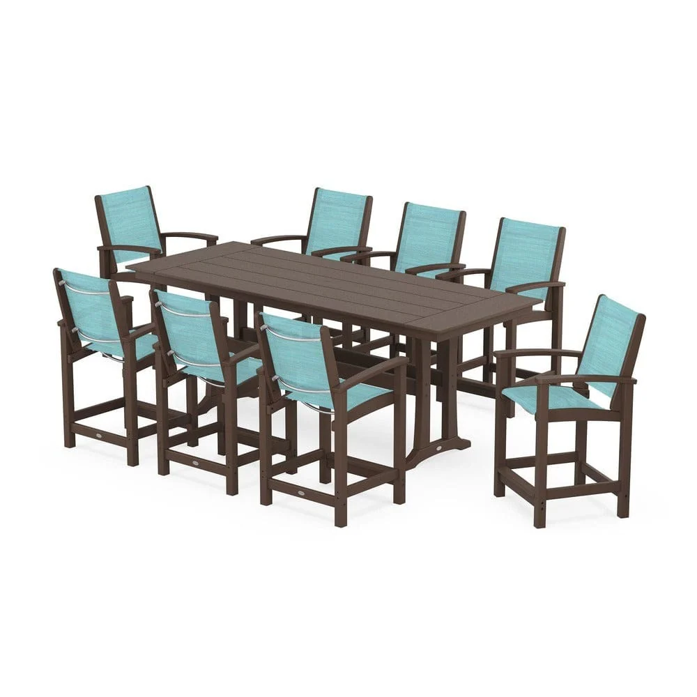 POLYWOOD® - Coastal 9-Piece Farmhouse Counter Set with Trestle Legs - PWS1898 - Image 109