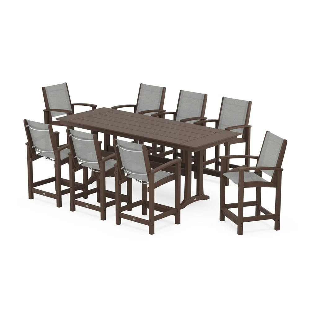 POLYWOOD® - Coastal 9-Piece Farmhouse Counter Set with Trestle Legs - PWS1898 - Image 110