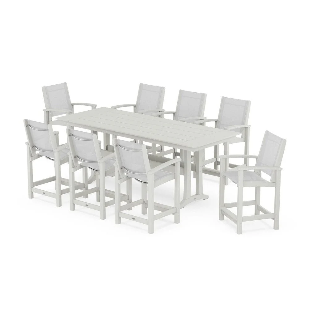 POLYWOOD® - Coastal 9-Piece Farmhouse Counter Set with Trestle Legs - PWS1898 - Image 23