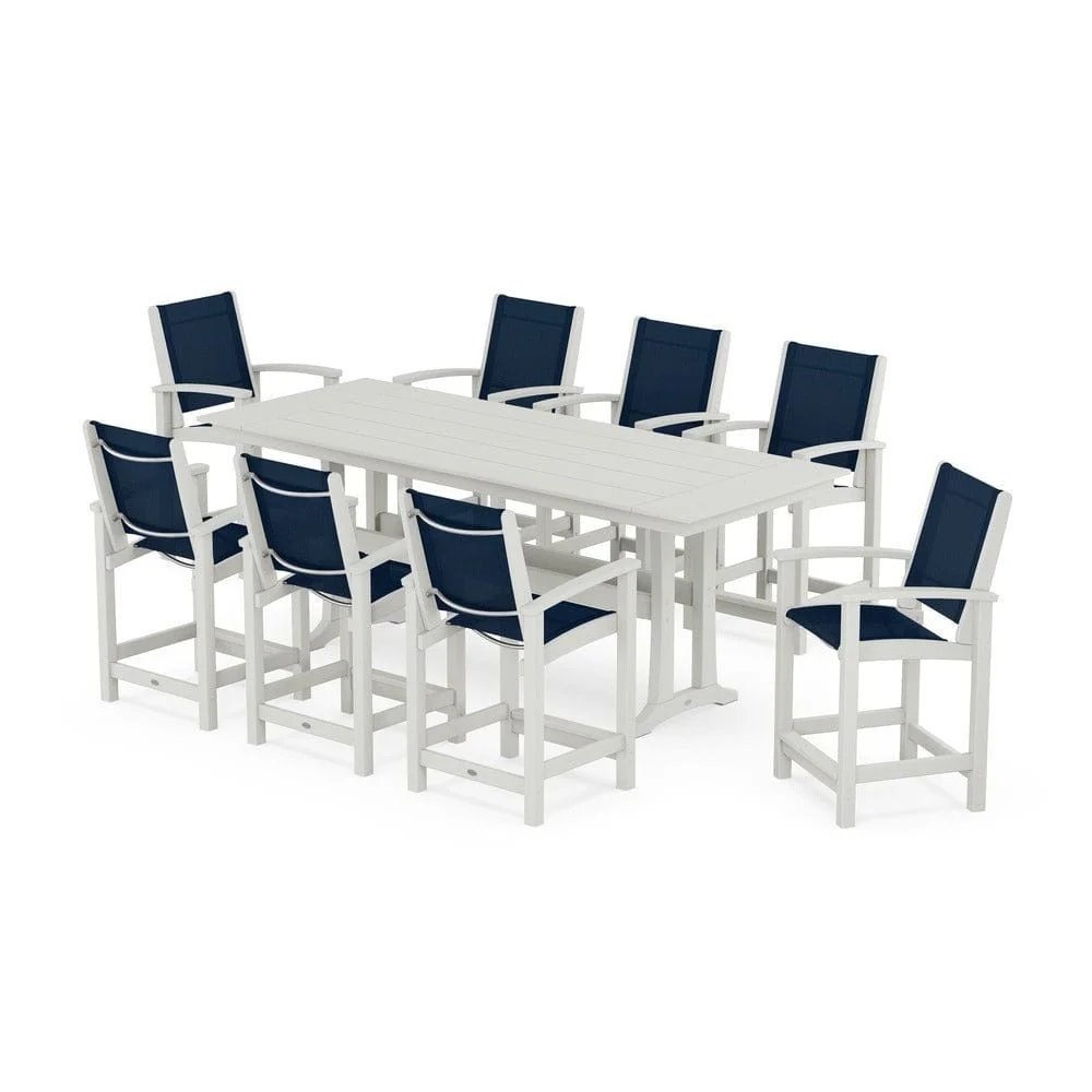 POLYWOOD® - Coastal 9-Piece Farmhouse Counter Set with Trestle Legs - PWS1898 - Image 33