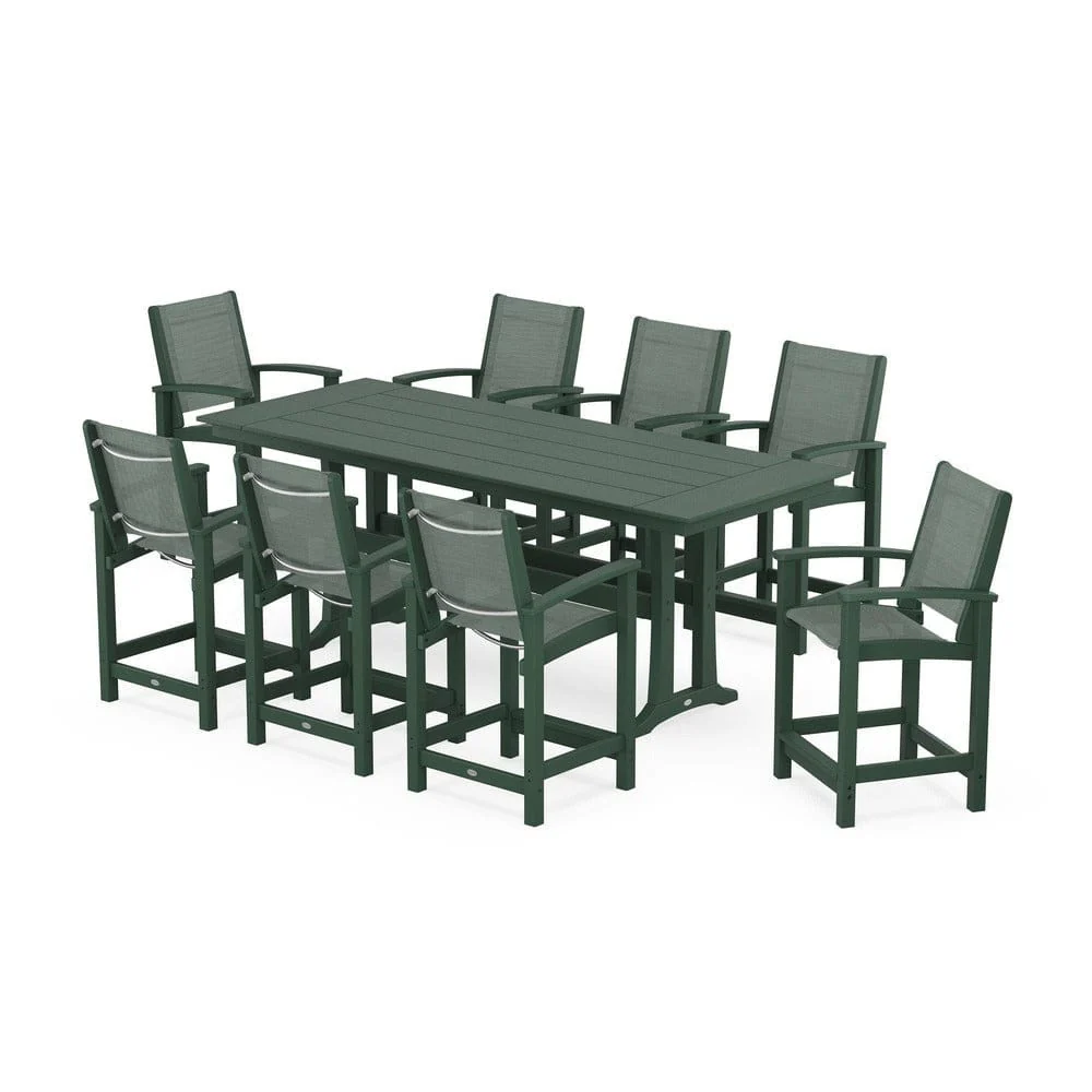 POLYWOOD® - Coastal 9-Piece Farmhouse Counter Set with Trestle Legs - PWS1898 - Image 34