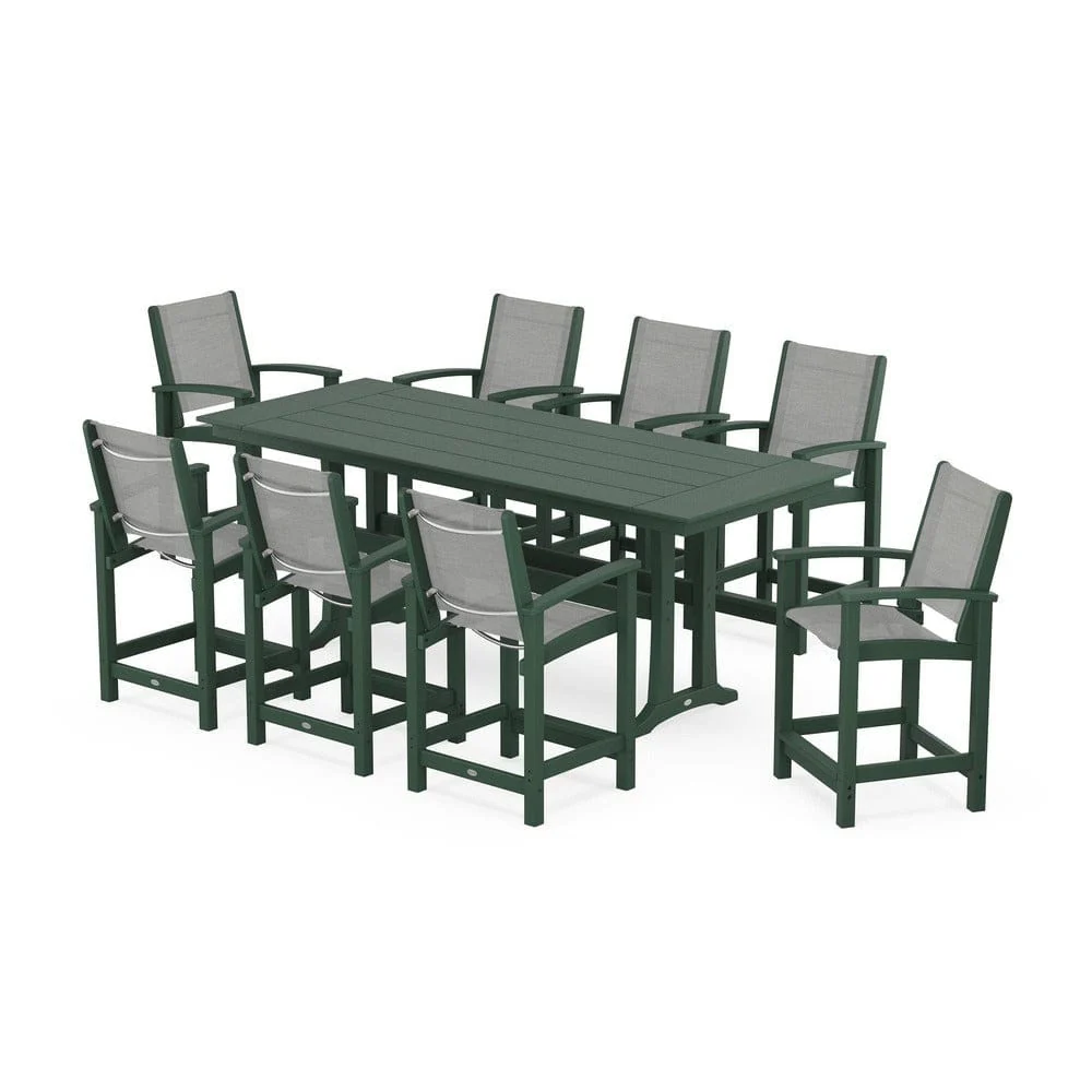 POLYWOOD® - Coastal 9-Piece Farmhouse Counter Set with Trestle Legs - PWS1898 - Image 36