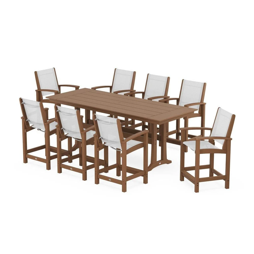 POLYWOOD® - Coastal 9-Piece Farmhouse Counter Set with Trestle Legs - PWS1898 - Image 38