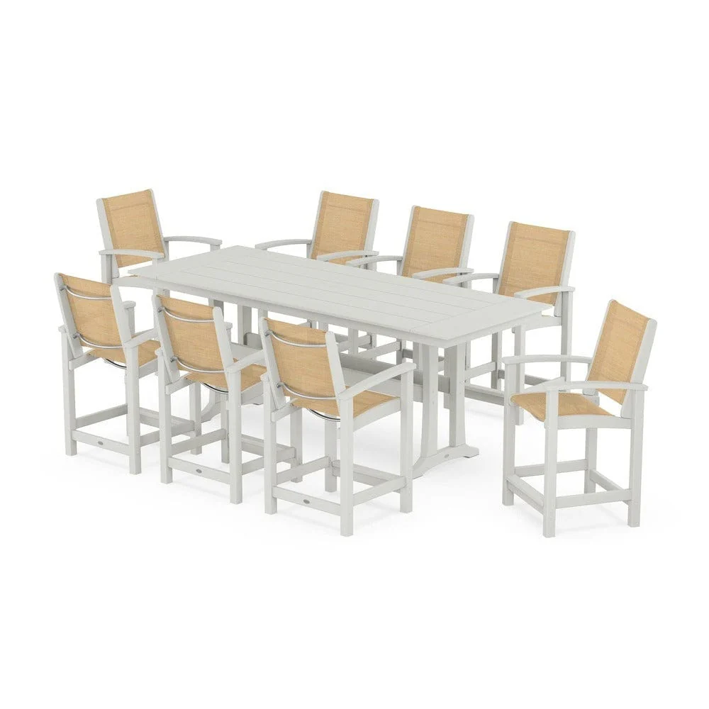 POLYWOOD® - Coastal 9-Piece Farmhouse Counter Set with Trestle Legs - PWS1898 - Image 41