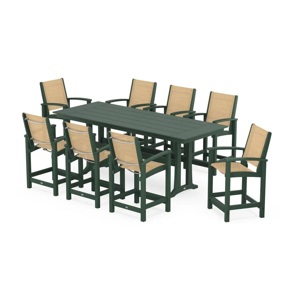 POLYWOOD® - Coastal 9-Piece Farmhouse Counter Set with Trestle Legs - PWS1898 - Image 51