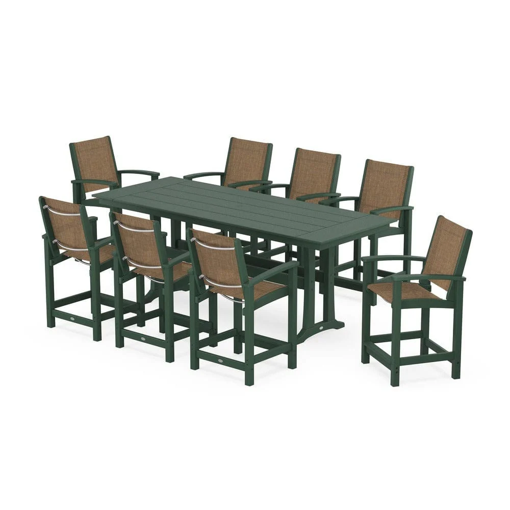 POLYWOOD® - Coastal 9-Piece Farmhouse Counter Set with Trestle Legs - PWS1898 - Image 55