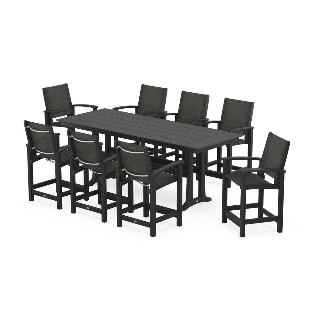 POLYWOOD® - Coastal 9-Piece Farmhouse Counter Set with Trestle Legs - PWS1898 - Image 61