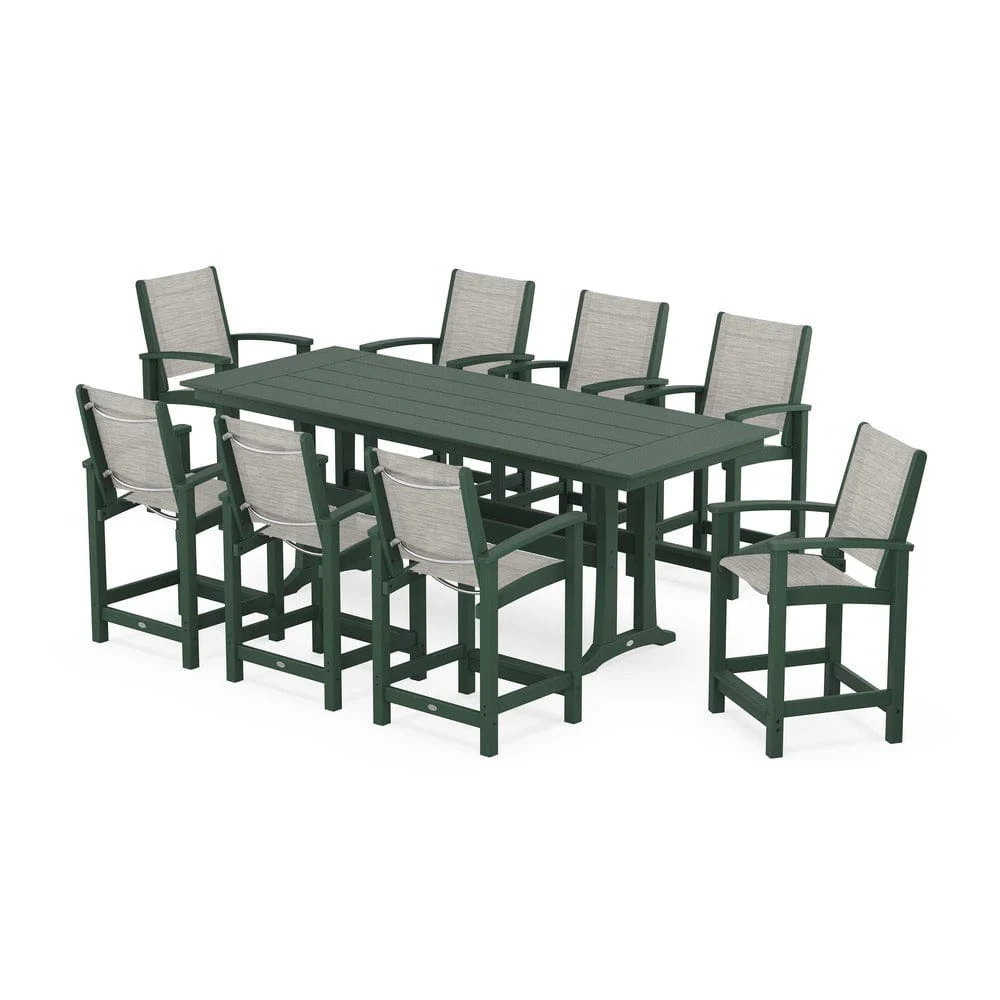 POLYWOOD® - Coastal 9-Piece Farmhouse Counter Set with Trestle Legs - PWS1898 - Image 63