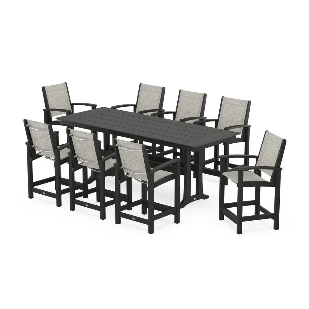 POLYWOOD® - Coastal 9-Piece Farmhouse Counter Set with Trestle Legs - PWS1898 - Image 66