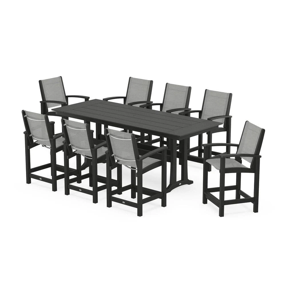 POLYWOOD® - Coastal 9-Piece Farmhouse Counter Set with Trestle Legs - PWS1898 - Image 69