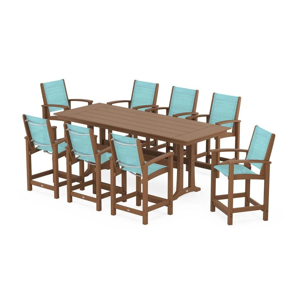 POLYWOOD® - Coastal 9-Piece Farmhouse Counter Set with Trestle Legs - PWS1898 - Image 76