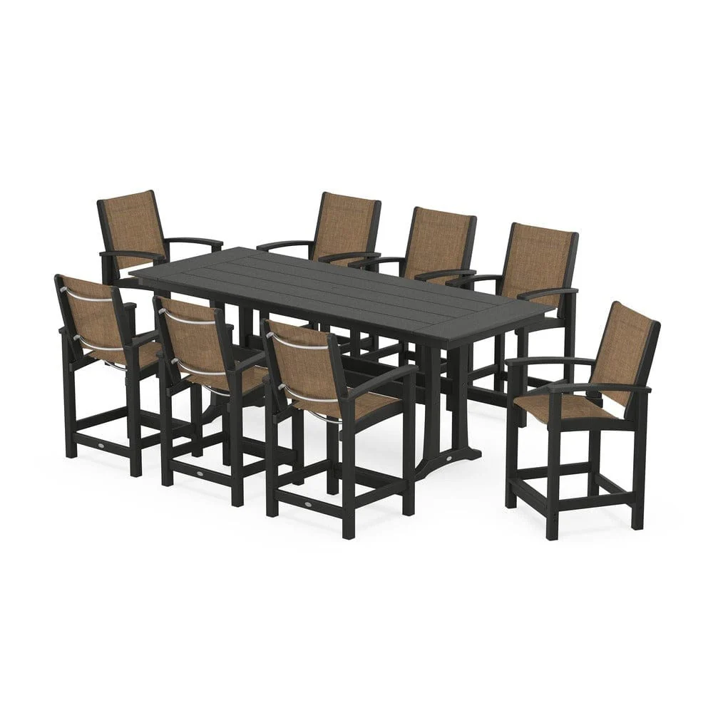 POLYWOOD® - Coastal 9-Piece Farmhouse Counter Set with Trestle Legs - PWS1898 - Image 77