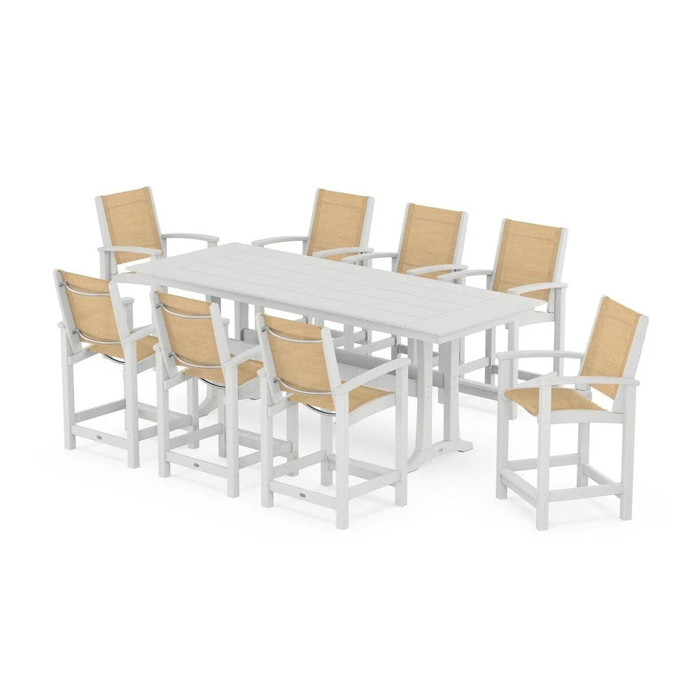 POLYWOOD® - Coastal 9-Piece Farmhouse Counter Set with Trestle Legs - PWS1898 - Image 79