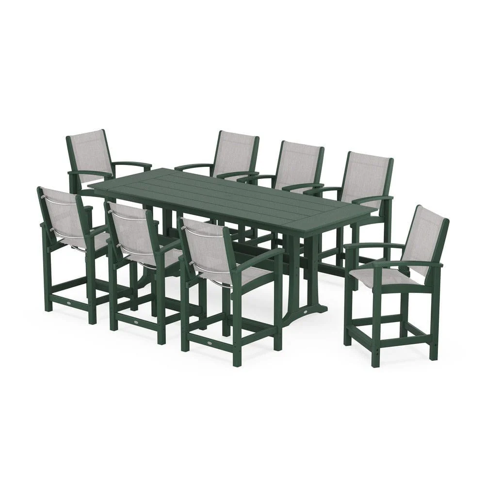 POLYWOOD® - Coastal 9-Piece Farmhouse Counter Set with Trestle Legs - PWS1898 - Image 84