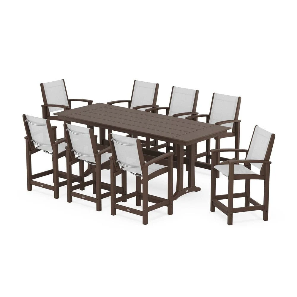POLYWOOD® - Coastal 9-Piece Farmhouse Counter Set with Trestle Legs - PWS1898 - Image 87