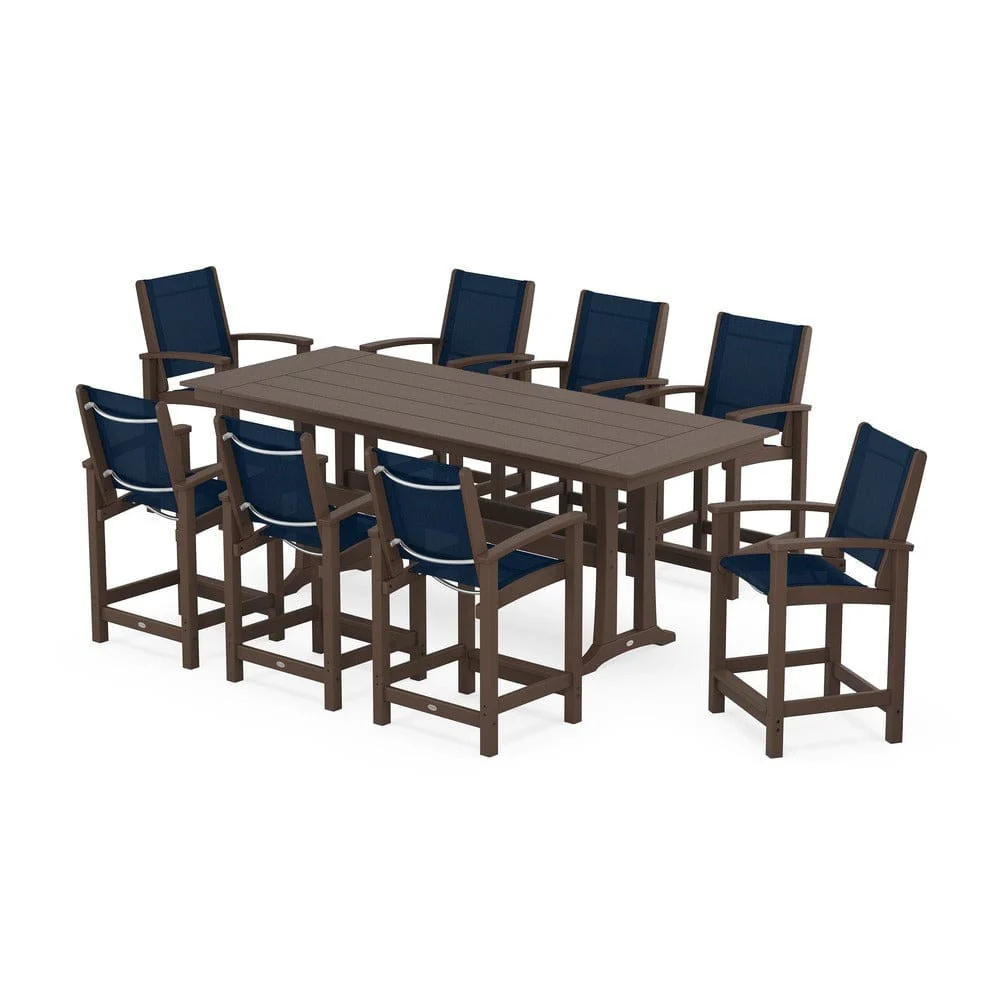 POLYWOOD® - Coastal 9-Piece Farmhouse Counter Set with Trestle Legs - PWS1898 - Image 92