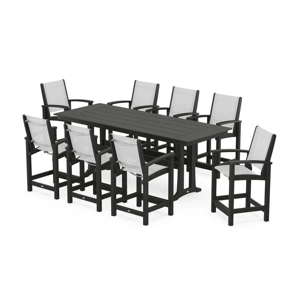 POLYWOOD® - Coastal 9-Piece Farmhouse Counter Set with Trestle Legs - PWS1898 - Image 98
