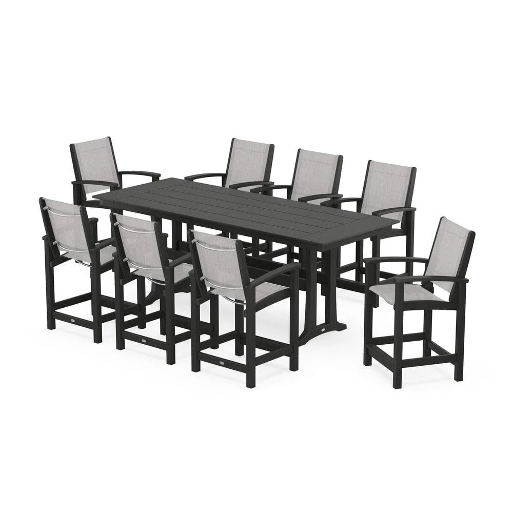 POLYWOOD® - Coastal 9-Piece Farmhouse Counter Set with Trestle Legs - PWS1898 - Image 99