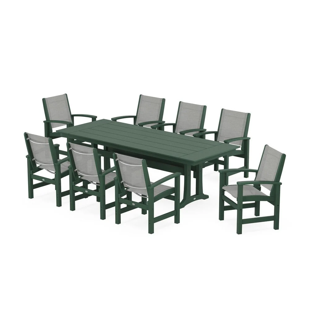 POLYWOOD® - Coastal 9-Piece Farmhouse Dining Set with Trestle Legs - PWS1448-1 - Image 10