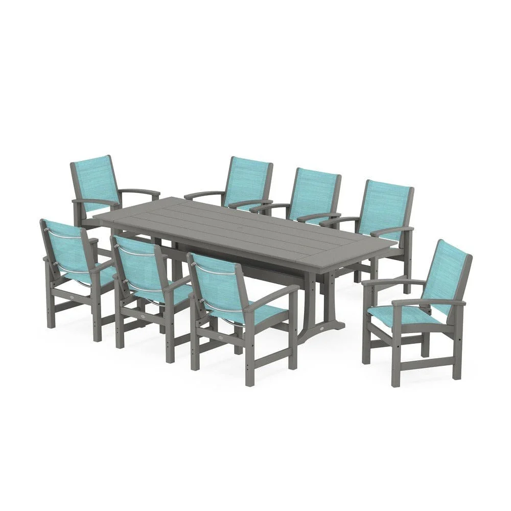 POLYWOOD® - Coastal 9-Piece Farmhouse Dining Set with Trestle Legs - PWS1448-1 - Image 105