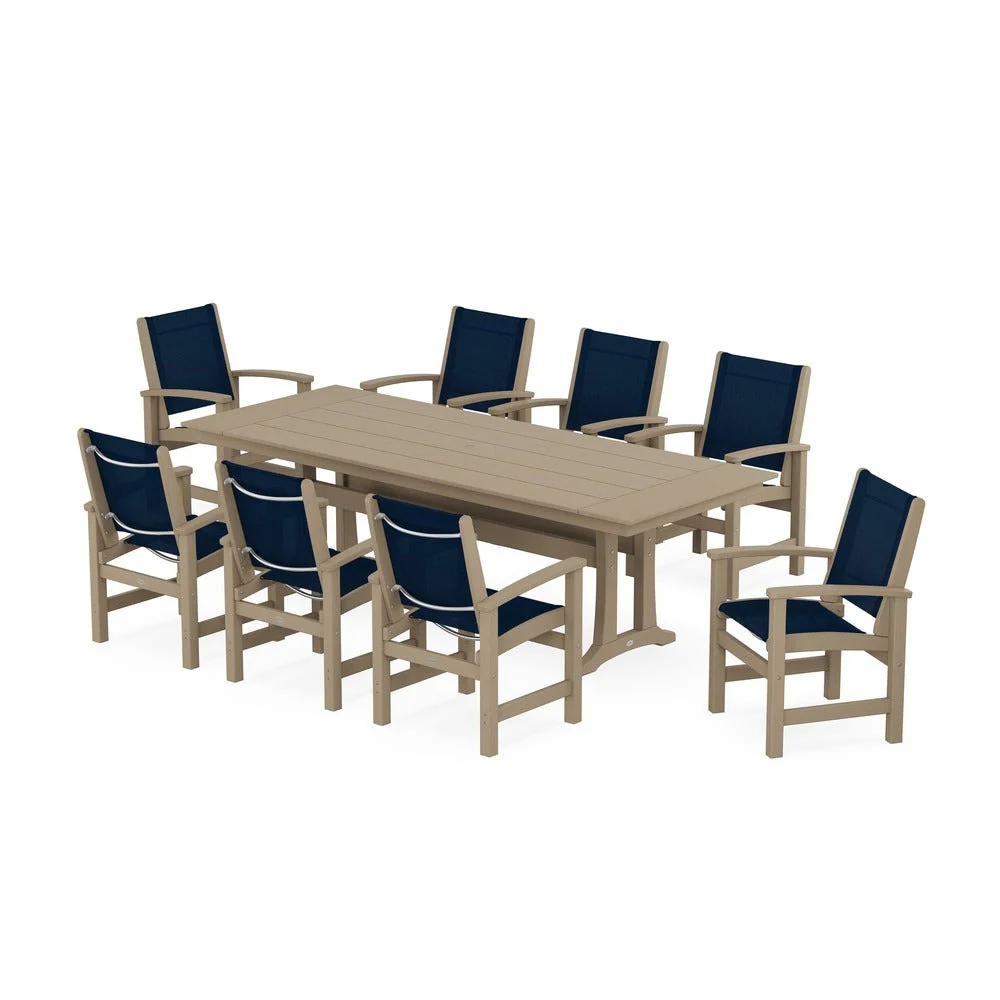 POLYWOOD® - Coastal 9-Piece Farmhouse Dining Set with Trestle Legs - PWS1448-1 - Image 11