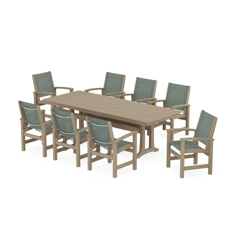 POLYWOOD® - Coastal 9-Piece Farmhouse Dining Set with Trestle Legs - PWS1448-1 - Image 116