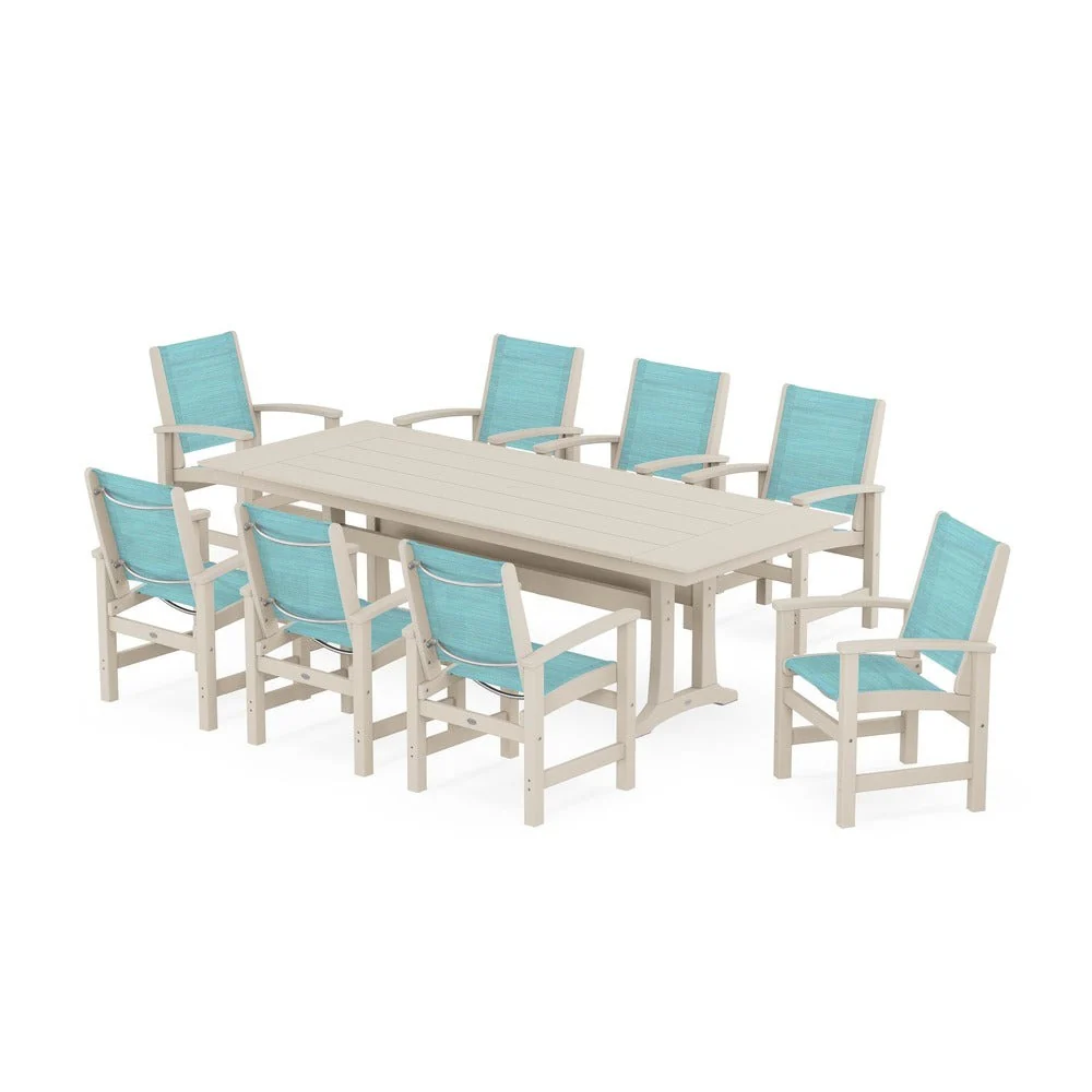 POLYWOOD® - Coastal 9-Piece Farmhouse Dining Set with Trestle Legs - PWS1448-1 - Image 12