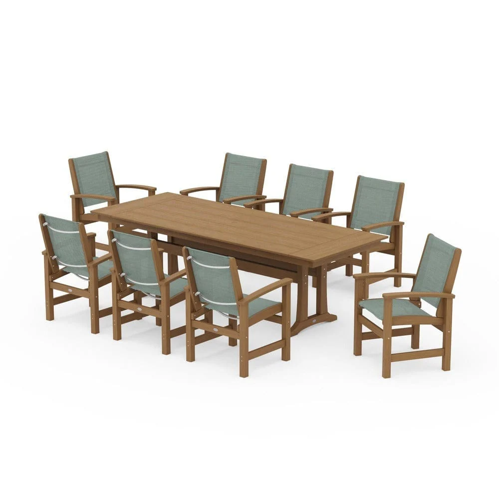 POLYWOOD® - Coastal 9-Piece Farmhouse Dining Set with Trestle Legs - PWS1448-1 - Image 123