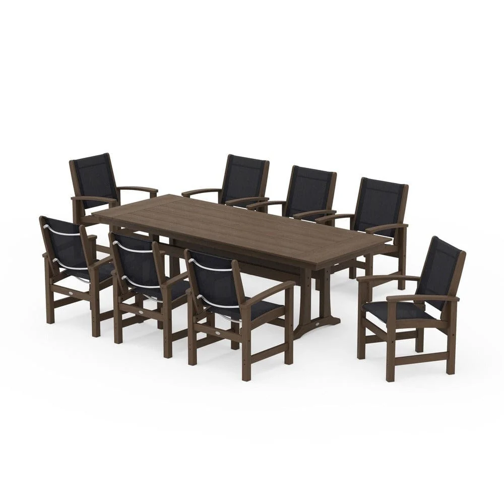 POLYWOOD® - Coastal 9-Piece Farmhouse Dining Set with Trestle Legs - PWS1448-1 - Image 125
