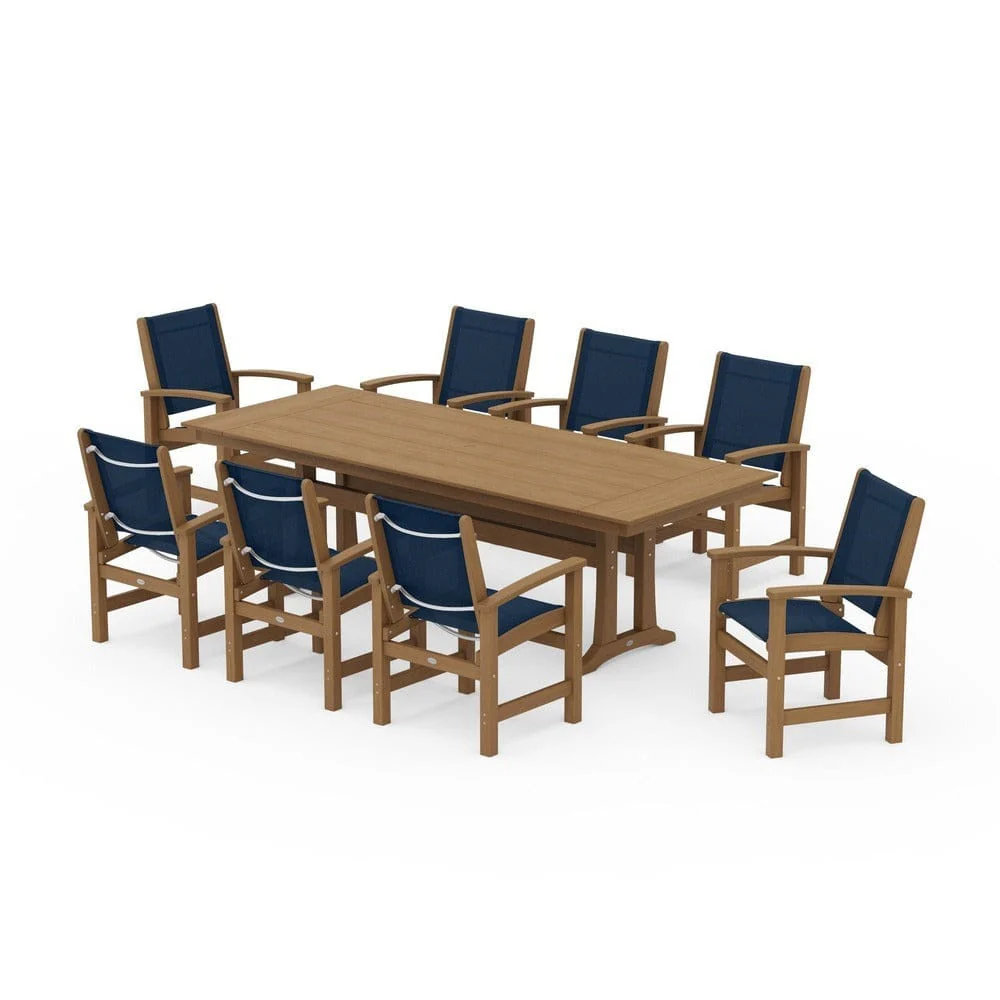 POLYWOOD® - Coastal 9-Piece Farmhouse Dining Set with Trestle Legs - PWS1448-1 - Image 133