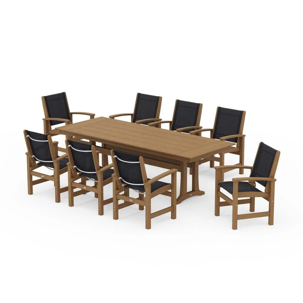 POLYWOOD® - Coastal 9-Piece Farmhouse Dining Set with Trestle Legs - PWS1448-1 - Image 138