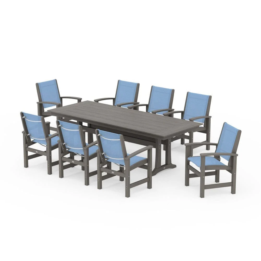 POLYWOOD® - Coastal 9-Piece Farmhouse Dining Set with Trestle Legs - PWS1448-1 - Image 139