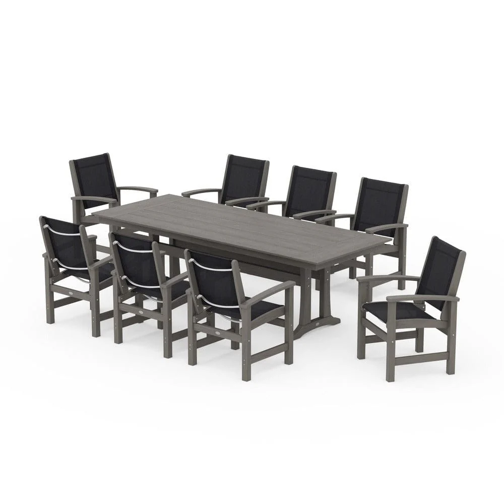 POLYWOOD® - Coastal 9-Piece Farmhouse Dining Set with Trestle Legs - PWS1448-1 - Image 141