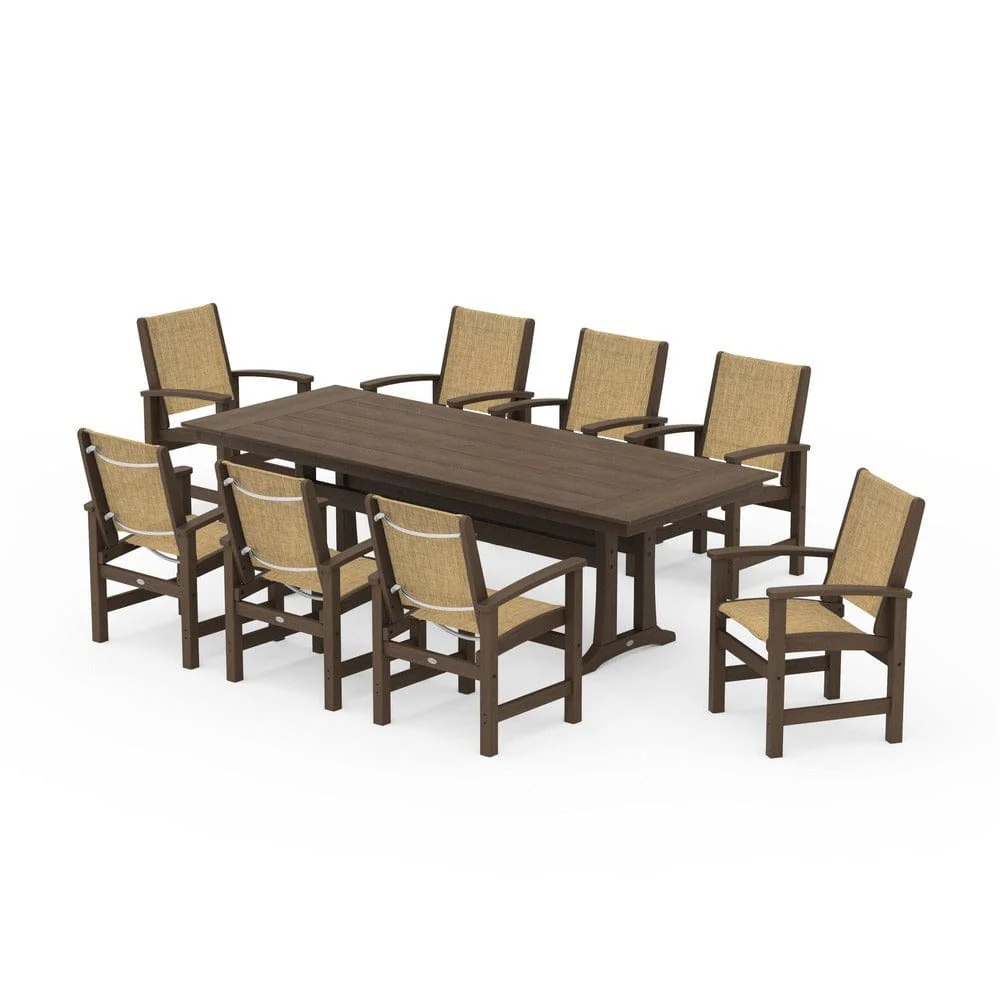 POLYWOOD® - Coastal 9-Piece Farmhouse Dining Set with Trestle Legs - PWS1448-1 - Image 144