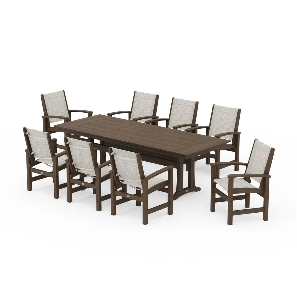 POLYWOOD® - Coastal 9-Piece Farmhouse Dining Set with Trestle Legs - PWS1448-1 - Image 145